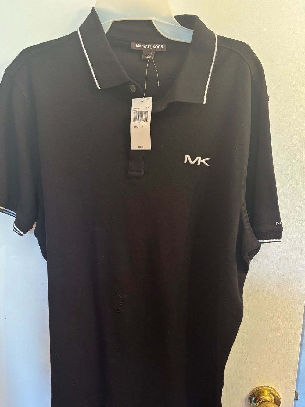 Michael Kors Black Polo with White Trim and MK Logo